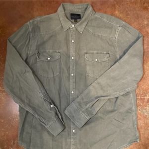 NWOT Lucky Brand Long Sleeve Pearl Snap Button Up Moss Green Size XL